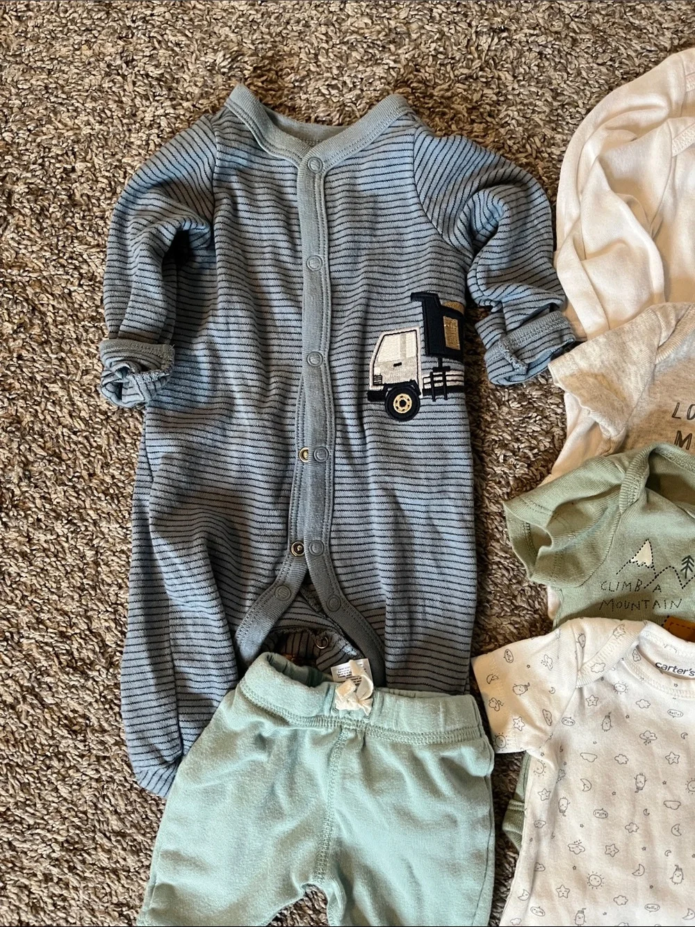 Carter's Neutral, White & Mint Baby One-Piece and Outfit Lot